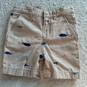 Hanna Andersson Tan Shorts with Blue and Orange Accents